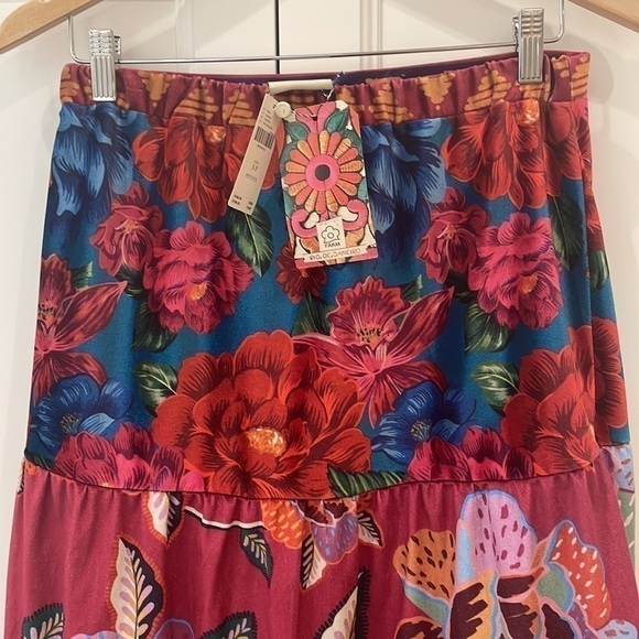Anthropologie Farm Rio Drea Tiered Velvet Midi Maxi Skirt Floral-Boho-NWT—SP - Picture 6 of 11